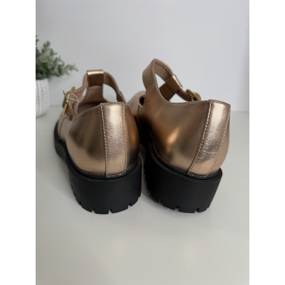 NEW WYDR Studios T-Strap Lug Mary Jane Metallic Rose Leather Shoes Size 9 - Picture 5 of 13